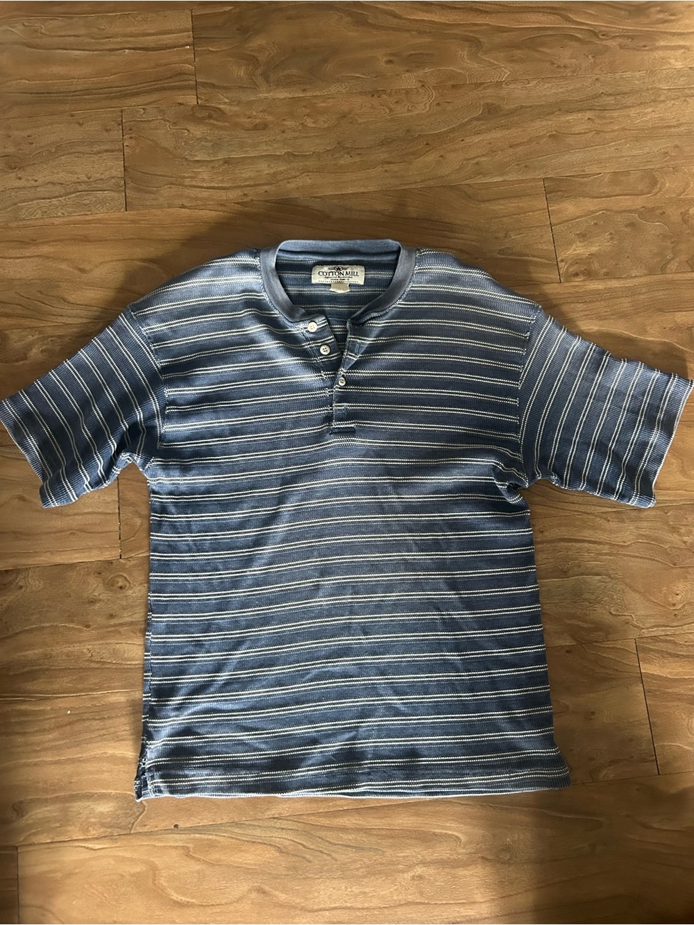 croft & barrow Blue and White Striped Short-Sleeve Henley